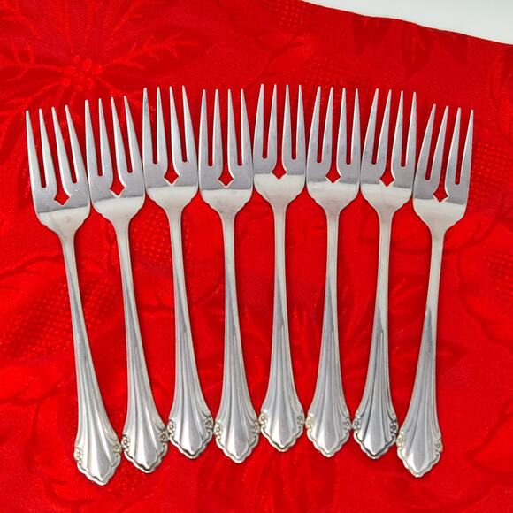 8X SF Oneida Rogers USA Bittersweet Repose Stainless 8 Salad Forks - Picture 4 of 14